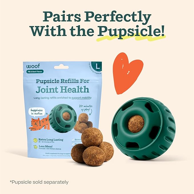 WOOF Hip & Joint Pupsicle Refill Pops - Dog Joint Supplement for The Pupsicle Toy to Support Joint Health, Recovery, and Mobility - Small Pops - 2 Pack