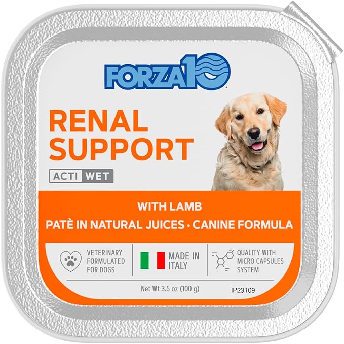 Forza10 - Dog Food, Vet Formulated Wet Dog Food for Kidney Support, Non-GMO, Lamb Flavor, Made in Italy (3.5 oz, 12 Pack)