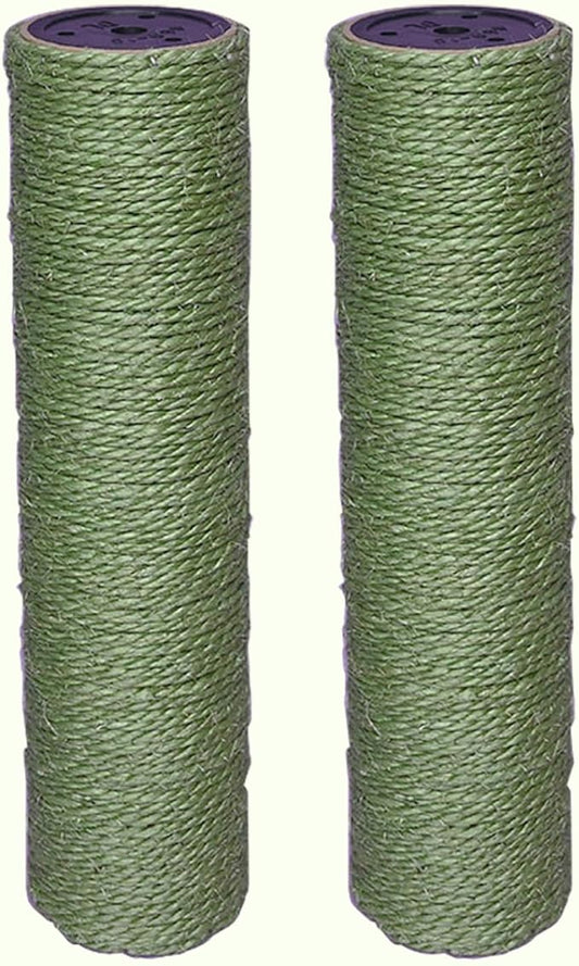 2Pcs M10 Cat Tree Replacement Posts - 10mm Bolt Sisal Cat Scratching Post Replacement Pole DIY M10 Bolt Sturdy PVC Tubes 3.34 * 15" (Green)