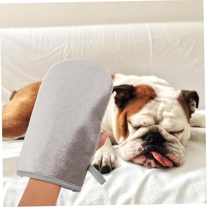 POPETPOP 2pcs Double-Sided Electrostatic Pet Hair Removal Gloves for Cats and Dogs Comfortable Grooming Mitts for Furniture Clothing Carpet Couch Car Interior Hair Remover