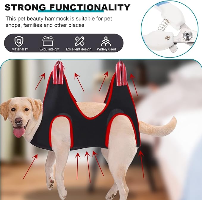 GALPADA 1set Pet Grooming Tools Ergonomic Cat Dog Nail Clipper Grooming Hammock for Easy Trimming Includes Pet Comb Convenient for Nail Care and Cleaning