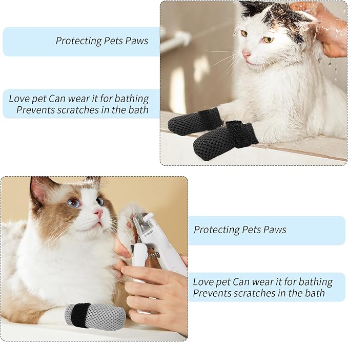8 Pcs Cat Claw Covers, Shoes Booties For Cats Mittens To Prevent Scratching Socks Adjustable Breathable Mesh Puppy Indoor Gloves Paw Kitten Boots Suitable For Bathing And Nail Trimming (Grey + Black)