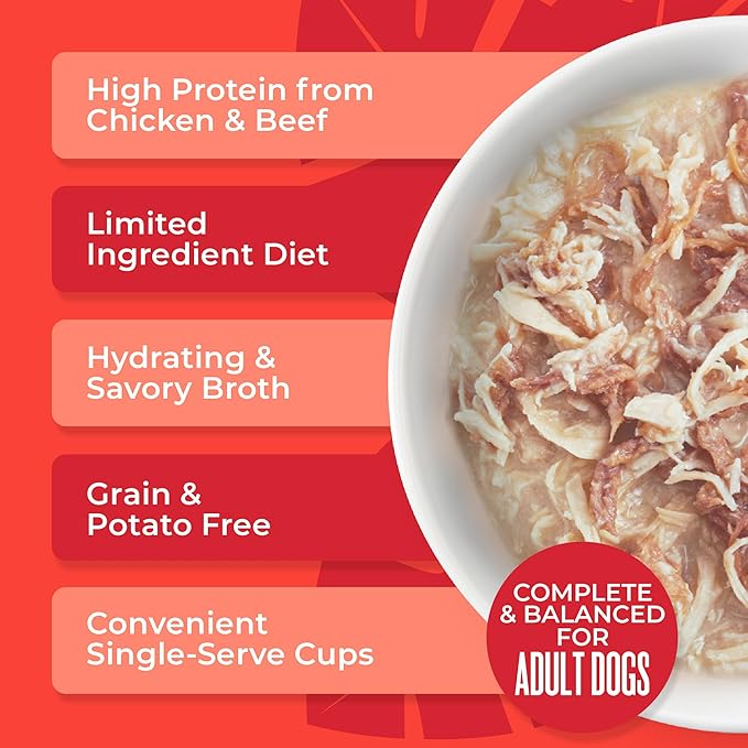 Tiki Dog® Savory Chicken with Beef Recipe in Broth, 3 oz Cup (4 Count)