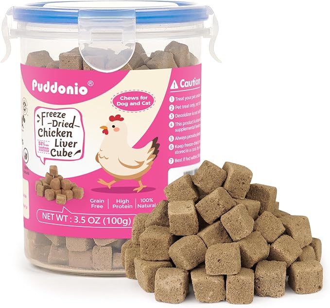 Freeze Dried Dog & Cat Treats – Single Ingredient Chicken Liver, High Protein Training Treats & Food Topper, 3.5 oz