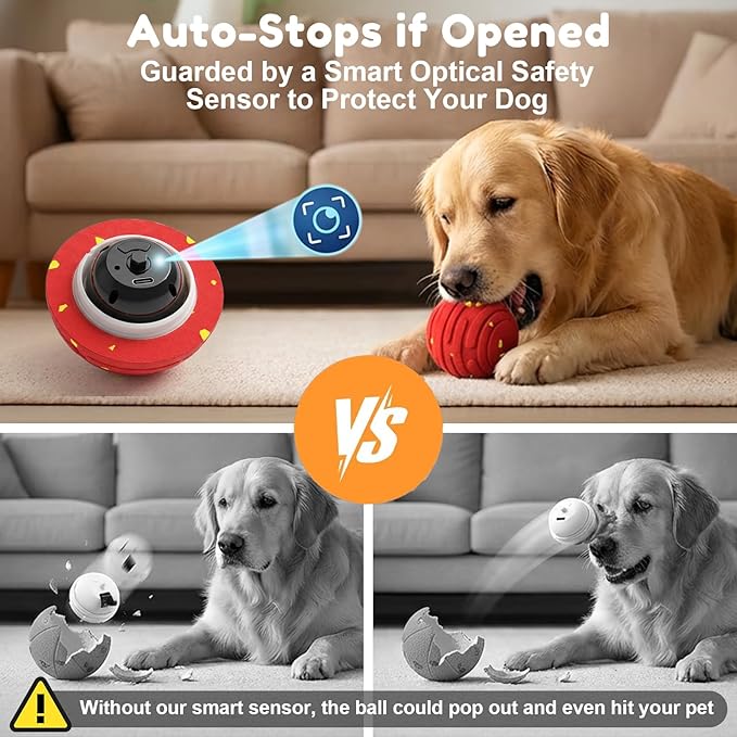 Interactive Dog Toys, Smart Interactive Dog Ball with 3 Modes, Auto-Moving&Bouncing, High-Resilience&Chew Resistant E-TPU Dog Ball, IPX6 Waterproof, Indoor&Outdoor Use, Rolling Ball Dogs