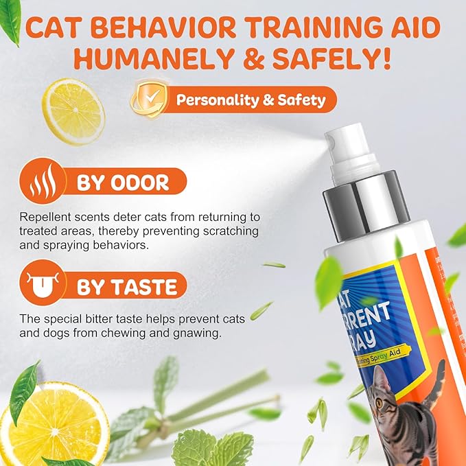 Cat Deterrent Spray,Cat Repellent for Indoor and Outdoor, Cat Scratch Deterrent for Furniture Protection, Anti Marking Deterrent for Sofas or Carpet, with Natural Ingredients (5.07 Fl Oz)