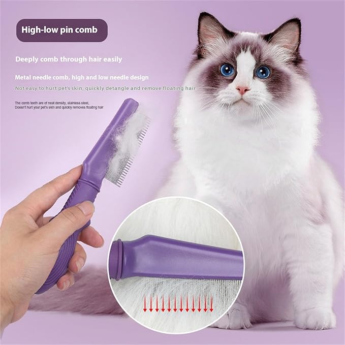 Gentle Massage Cats Grooming Brush ABS Deshedding Comb Reduces Shedding Enhances Maintenance Portable Pet Deshedding Tool