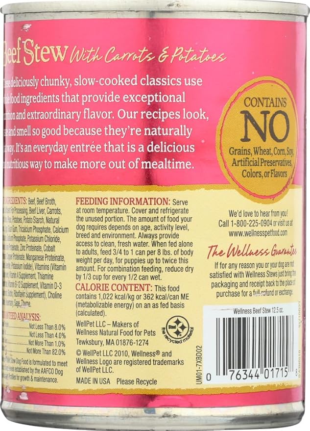 Wellness Dog Food STW Beef CRRT PTO CAN, 12.5 OZ, PK- 1