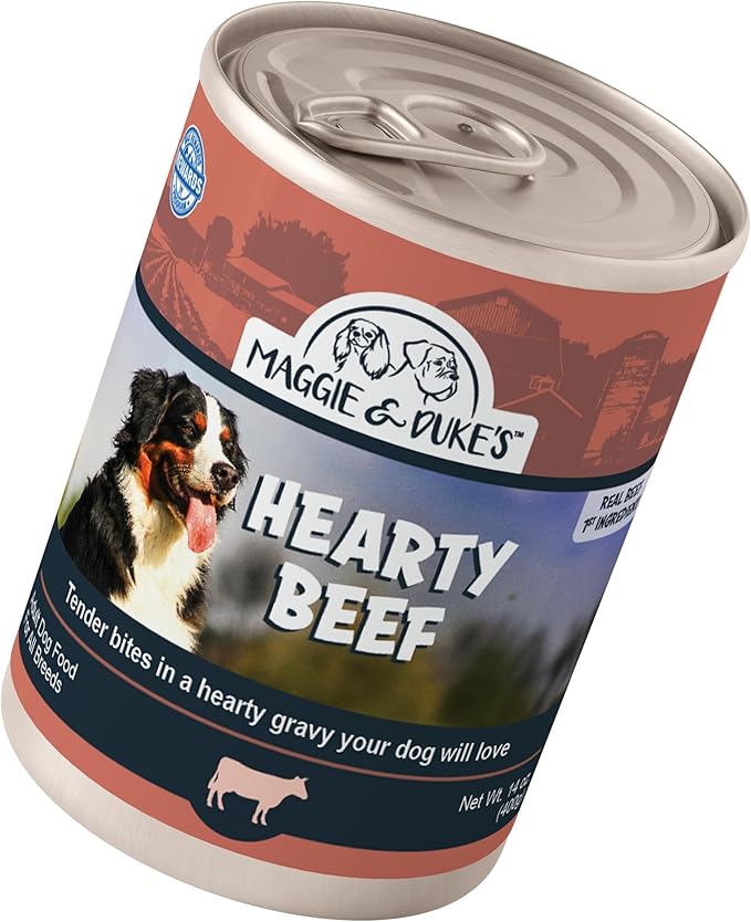 CountryMax Maggie & Duke's Tender Bites in Gravy Canned Dog Food, 14 oz Cans – Premium Wet Food for Dogs, High Protein, Grain-Free, Natural Ingredients (24 Pack, Hearty Beef)
