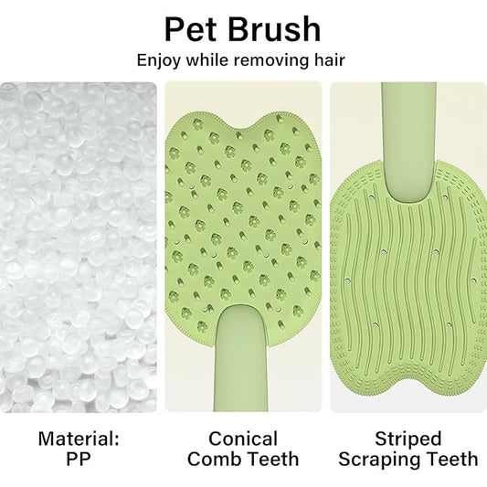 All-in-One PP Pet Brush, Double-Side Cat Grooming Brush, Pet Grooming Brush for for Short & Medium-Haired Cats and Dogs, Cat Brush for Removing Floating Hair (Green (2pcs))