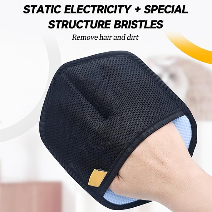 Pet Hair Removal Gloves – Static Electricity Cat & Dog Hair Remover for Furniture, Sofa Seams & Corners, Multi-Functional Household Cleaning Gloves (Black)