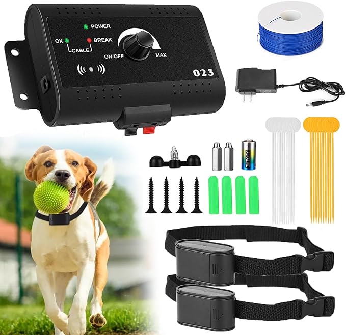 For2dogs, Underground Electric Dogs Fence, Correction Dogs Training Containment System, w/ 984 Ft Wire & Waterproof and Battery-Operated Training Collar, Covers up to 1.2 Acre, for All Dogs
