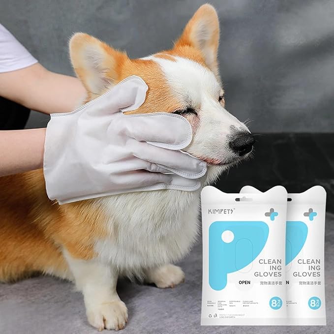 Pet Grooming Gloves Dog Wash Wipes for Bathing & Deodorizing, Reusable Cat Cleaning Gloves for Shedding & Deshedding