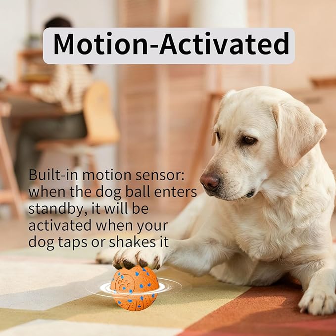 2-in-1 Interactive Dog Ball Toy for Aggressive Chewers, Automatic Moving & Bouncing E-TPU Dog Ball, 3 Modes Smart Pet Toy with Motion Sensor, USB-C Rechargeable Enrichment Toy for Medium Large Dogs