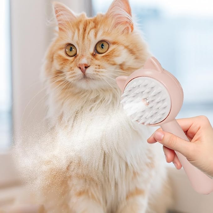 Steam Brush For Cats, 2 in 1 Electric Grooming Brush with Steam, Cat Brushes For Indoor Cats, Multifunctional Pet Hair Cleaning Brush, Rechargeable Massage Grooming Comb for Cat, Kitten, Puppies (B)