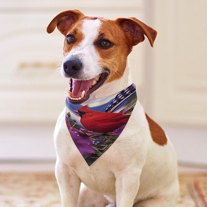 Dog Bandana Spring Pet Scarf Adjustable Triangle Purple Morning Glory Printing Dog Bib Washable Polyester Puppy Bandana for Small Medium Large Dogs Cat Birthday Party Supplies