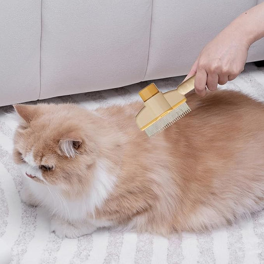 Dog Hair Brush - Self-Cleaning Non-Slip Grooming Supplies | Undercoat Dog Brush for Shedding | for Long Short Puppy Kitten Pet Undercoat Indoor Home Travel Bath Massage