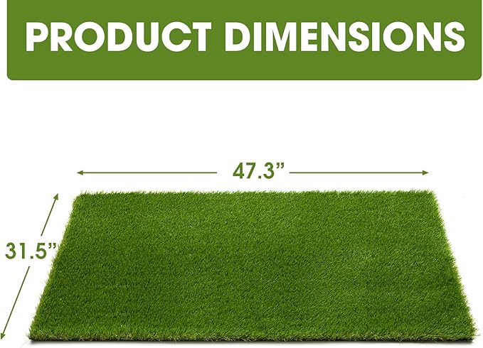 Artificial Grass Turf Grass for Dogs & Outdoor Use, Realistic Fake Lawn Grass for Patio, Garden, Balcony, Durable Turf for Indoor Outdoor Mats (47.3 x 31.5 in)