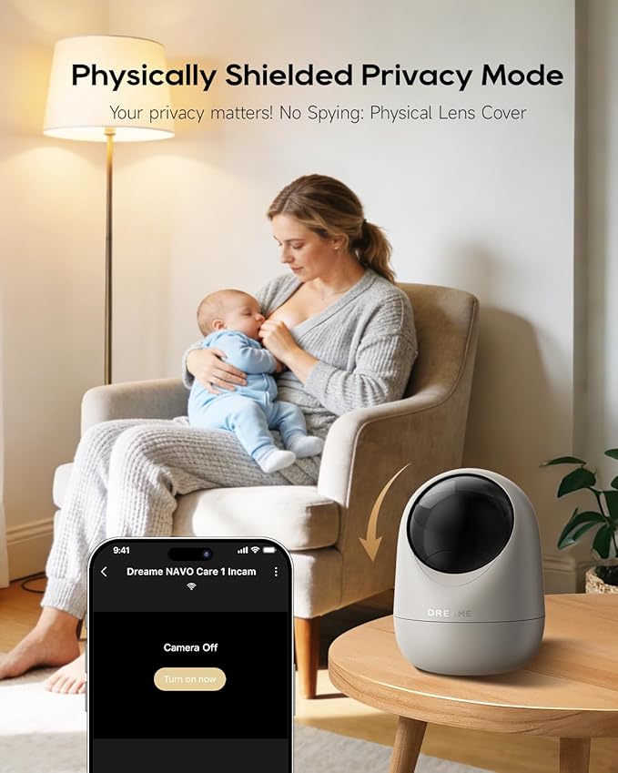 DREAME 2.5K 4MP Pet Dog Camera, Indoor Security Camera Wireless, Dual-Band 5G/2.4G Wi-Fi, Auto-Tracking, 360° Pan-Tilt, Cloud & Local Storage, Physical Privacy Mode, Work with Alexa & Google, Grey