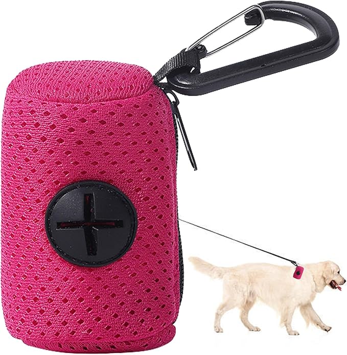 Dog Bag Holder | Mesh Fabric Attachment Waste Bag Dispenser with Zipper - Portable Dog Poop Holder, Fashion Pet Supplies for Walking, Outdoor, Training