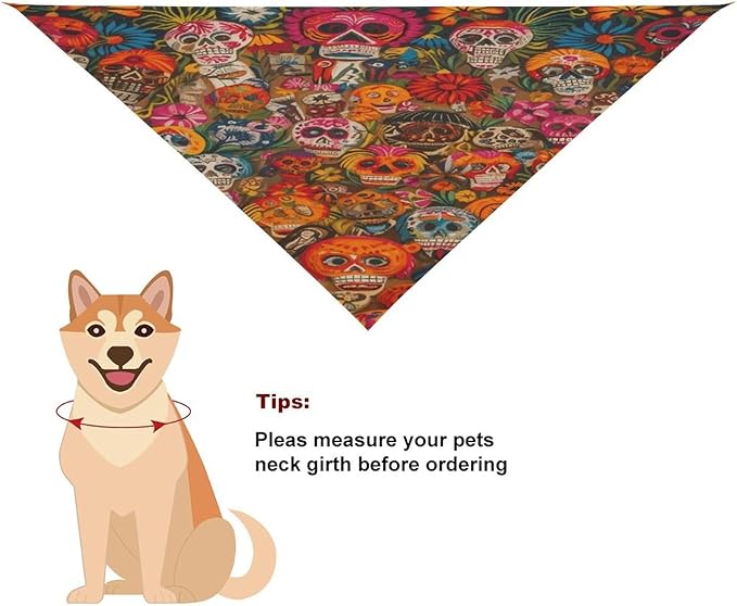 Dog Bandana Spring Pet Scarf Adjustable Triangle Mexican Folk Art Printing Dog Bib Washable Polyester Puppy Bandana for Small Medium Large Dogs Cat Birthday Party Supplies
