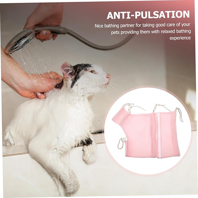Happyyami Cat Bathing Bag Breathable Mesh Grooming Shower Bag for Cats Adjustable Scratch Design for Pet Bathing and Drying