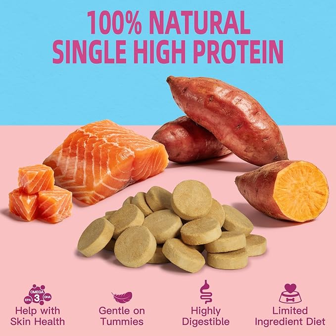 MAJOR PETS Freeze Dried Dog Treats, Wild-Caught Salmon & Sweet Potato, Omega 3 for Skin & Coat Support, Limited Ingredient High Protein Grain Free Training Reward & Meal Topper, Made in The USA, 10oz