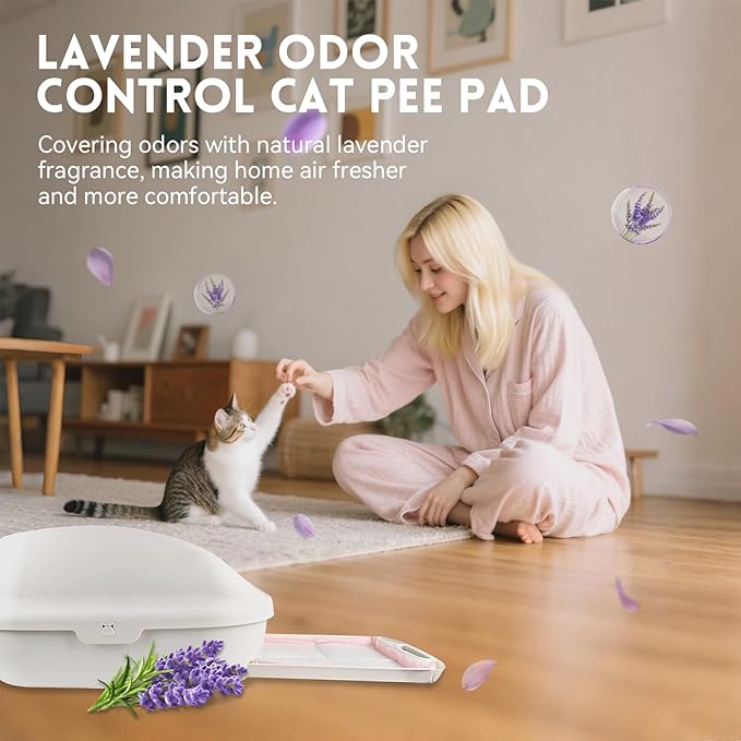 50 Count Cat Litter Pads for Tidy Cats Breeze Litter System 16.9 x 11.4 Inch Lavender Scented Cat Pad Refills Super Absorbent Quick-Dry Pee Pads for Cats