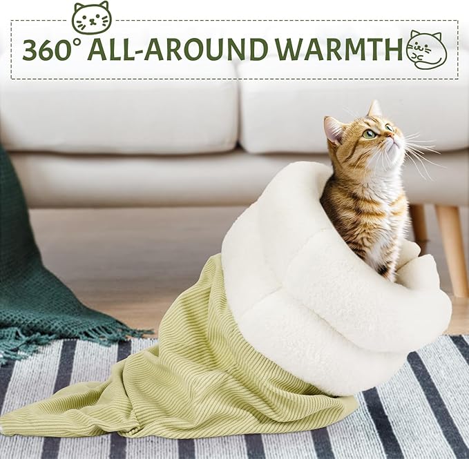 Zipper Cat Sleeping Bag - Cozy Durable Soft Pet Bed Bag, Machine Washable Cat Bed Cave, Lightweight Portable for Indoor Cats and Small Pets, Winter Warm with Anti-Slip Pad