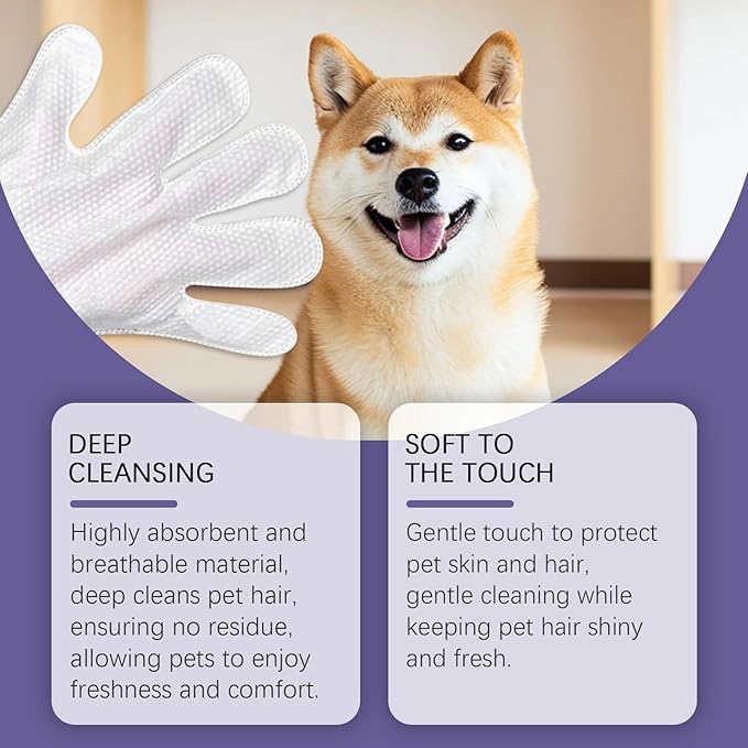 Odor-Removing Pet Grooming Gloves, Odor-Removing Pet Grooming Gloves, Nourishing Waterless Portable Grooming Tool, Refreshing and Water-Free, For Cats and Dogs
