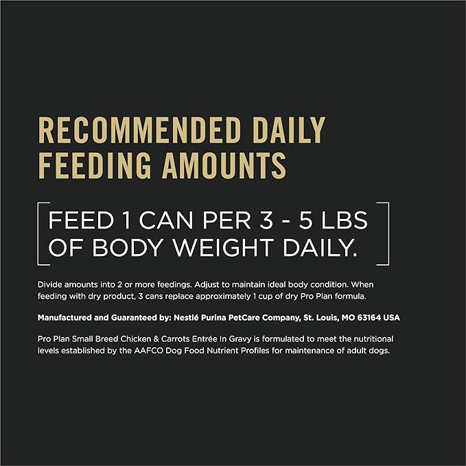Purina Pro Plan Adult Small Breed Chicken and Carrots Entree in Gravy Wet Dog Food for Small Dogs - (Pack of 24) 5.5 oz. Cans