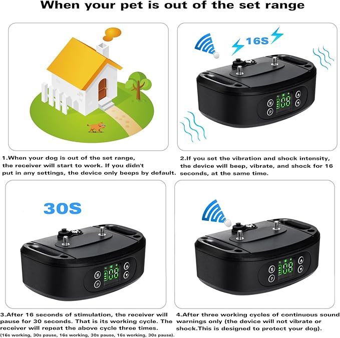 GPS Wireless Dog Fence for 2 Dogs,Electric Dog Fence for Outdoor,Adjustable Warning Strength, Rechargeable,Range 98-3281 ft,Pet Containment System for Most Dogs