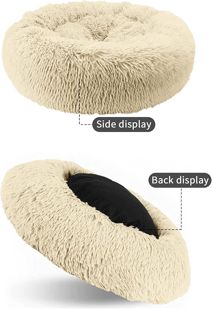 Cat Beds for Indoor Cats,20 Inch Dog Bed for Small Melium Large Dogs, Washable-Round Pet Bed for Puppy and Kitten with Slip-Resistant Bottom