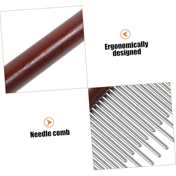 Garneck 3pcs Pet Grooming Comb Handle Comb for Cats Dematting Tool for Fur Types Portable Easy to Use Pet Supply