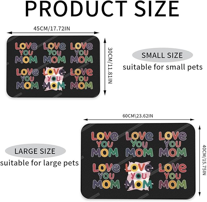 Pet Feeding Mat Absorbent Dog Mat for Food Water Bowl No Stains Quick Dry Water Dispenser Mats Happy Mother's Day Floral Gift for Mom Ir Dog Accessories Pet Supplies Bowl Messy Drinkers 24x16In