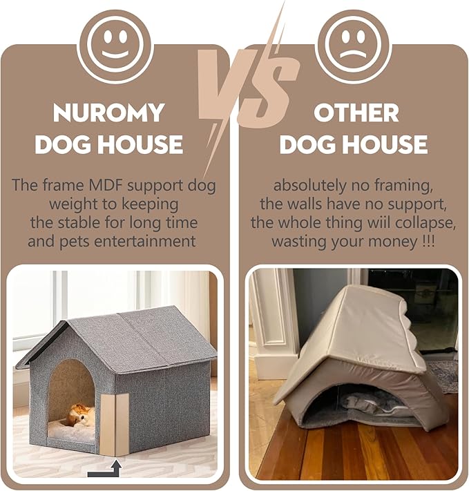 Indoor Dog House with Washable Plush Cushion,Large Size for Medium Dogs & Large Cats