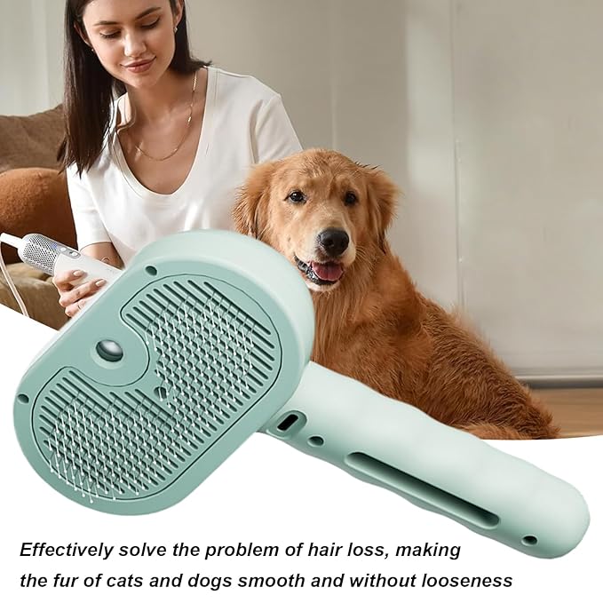 Cat Steamy Brush| 4.53x2.76x7.87 Dog Shedding Comb, | USB Rechargeable Steam Cat Brush with 35ml Tank & Release Button | Ergonomic Long Handle Hair Remover, Grooming Tool for Cats Dogs, Pet Supplies