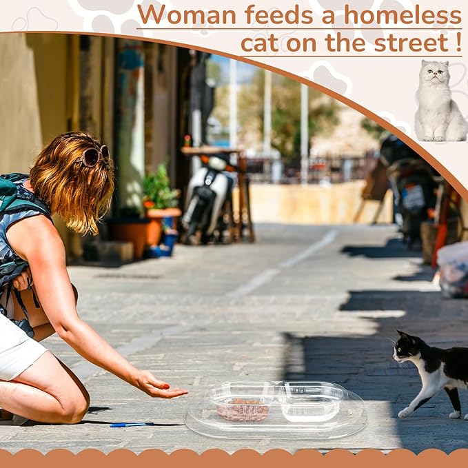 24 Pcs Disposable Pet Bowls Anti Ant Cat Dog Food Bowls Large Cat Wet Food Dishes Plastic Double Dish Water No Spill Non Tip Non Slip for Outdoor Pets Small Medium Size Dogs