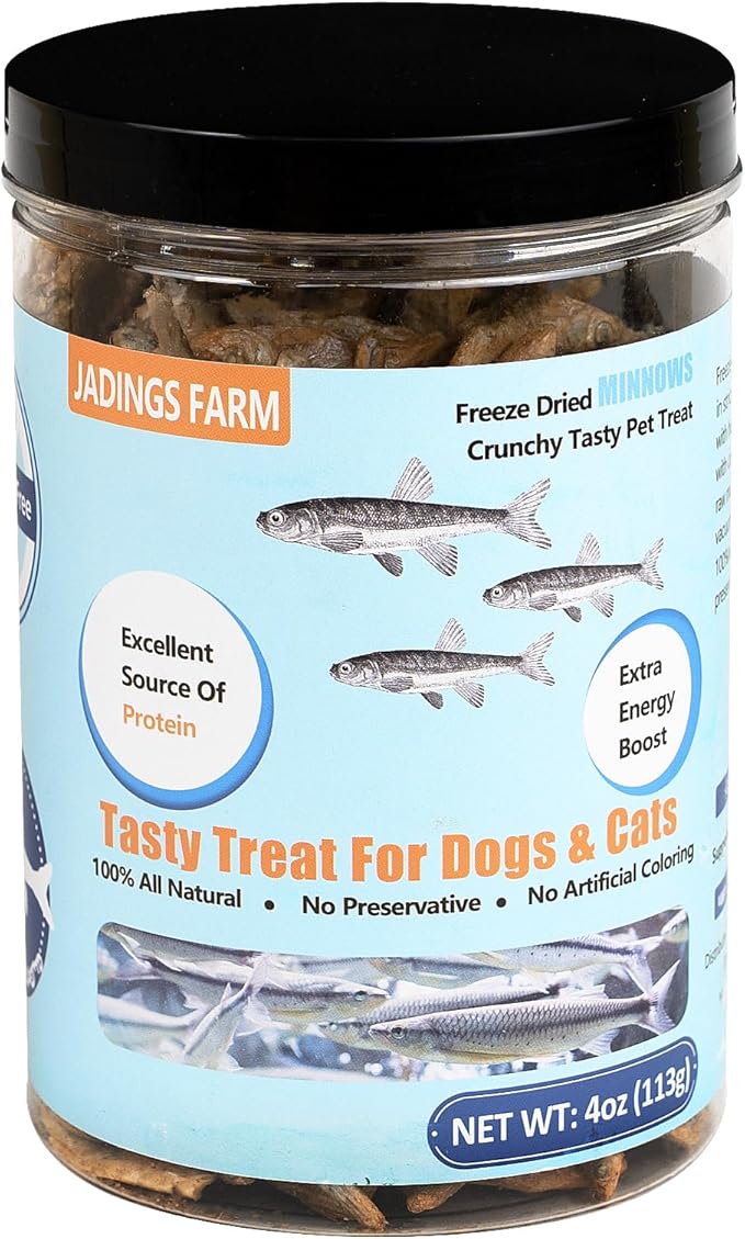 Minnows - 4 oz Freeze Dried Minnows for Cats & Dogs - 100% Natural Premium Cat Treat, Dog Treat (4 oz)