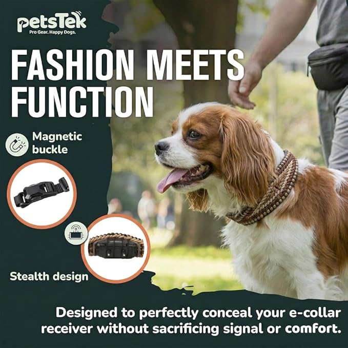 E-Collar Cover - for Medium Dogs with 16-22" Neck Size - Adjustable Nylon Cord, Quick Release Buckle, Heavy Duty Loop Strap Compatible with Dogtra, Educator, SportDog, Garmin, Bousnic, Jugbow (Mojave)
