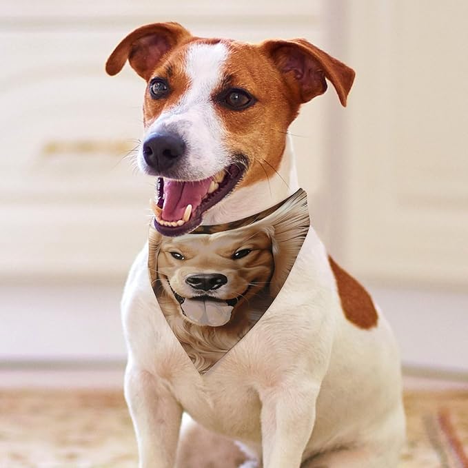 Dog Bandana Spring Pet Scarf Adjustable Triangle Cute Golden Retriever Printing Dog Bib Washable Polyester Puppy Bandana for Small Medium Large Dogs Cat Birthday Party Supplies