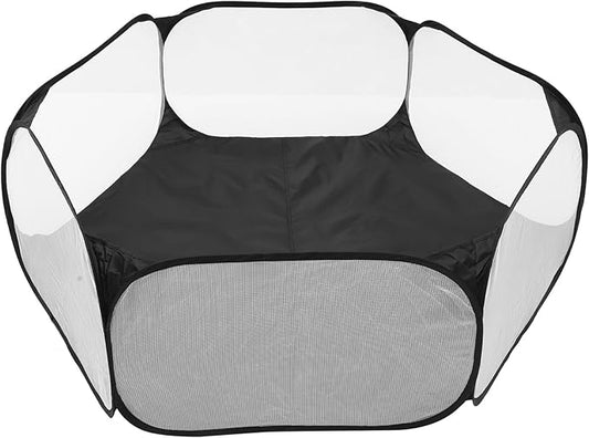 SOLUSTRE Foldable Pet Playpen Pen Fence with Breathable Polyester Mesh, Hexagonal Indoor Puppy Playhouse for Small Dogs, Cats, Rabbits – Anti-Escape Pet Pen Supply