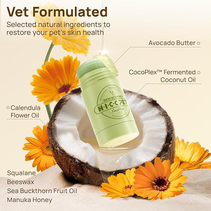 HICC PET Skin Balm for Dogs & Cats - Soothes Itching and Irritation Skin & Prevents Infection, All-Natural Dog Moisturizer for Dry Itchy Skin, Lick-Safe Allergy & Hot Spot Treatment - 0.21oz (0.53 oz)