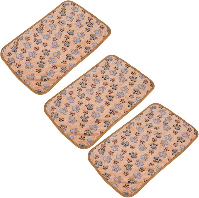 3Pcs Dog Paw Print Fleece Blanket, Pet Warm Sleep Mat, Coral Fleece Soft Dog Blanket with Cute Paw Design, Bite Resistant Pet Supplies for Dogs Cats Small Animals (25.5cm)