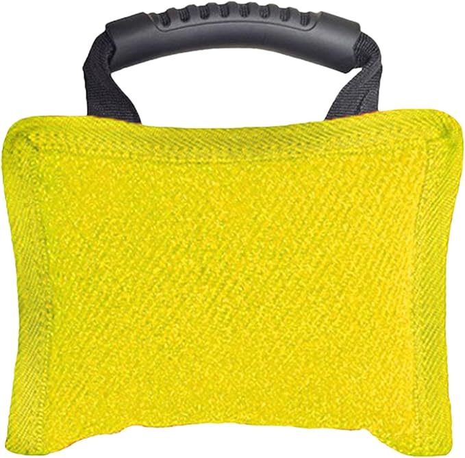 Baoblaze Dog Bite Pillow Tough Tug Toy Practical Portable Outdoor Pet Supplies for Small and Medium Sized Dogs Biting Pad with Handle, Yellow