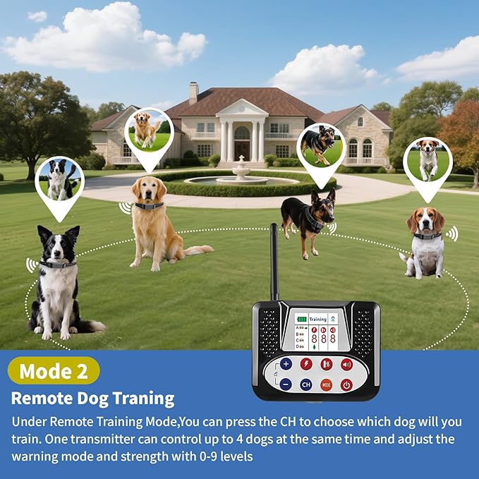 Wireless Dog Fence System, Invisible Fence for Dogs with Shock/Vibration Modes,Waterproof & Adjustable Perimeter Collar for Safety and Outdoor, Remote Training Collar