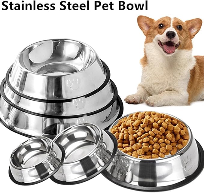 Stainless Steel Pet Bowl Cat Bowl Dog Food Bowl Multi-Specification Anti-Fall Food Bowl Food Bowl Feeding Pet Supplies(30cm)