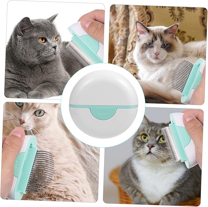 Yardwe Cat Hair Comb Mint Green Pet Grooming Brush with Massage Function Dual Use Shedding and Deshedding Tool for Cats Non Slip Handle Easy to Carry for Care