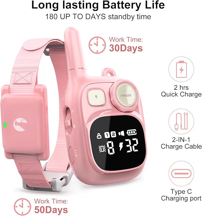 Dog Shock Collar with Remote Control 1800 FT, Adjustable Pink Electric Collar Rechargeable for 5–15lbs Small Dogs Puppy or 20-120 Pound Medium Large Dog, Safety Vibration Trainer