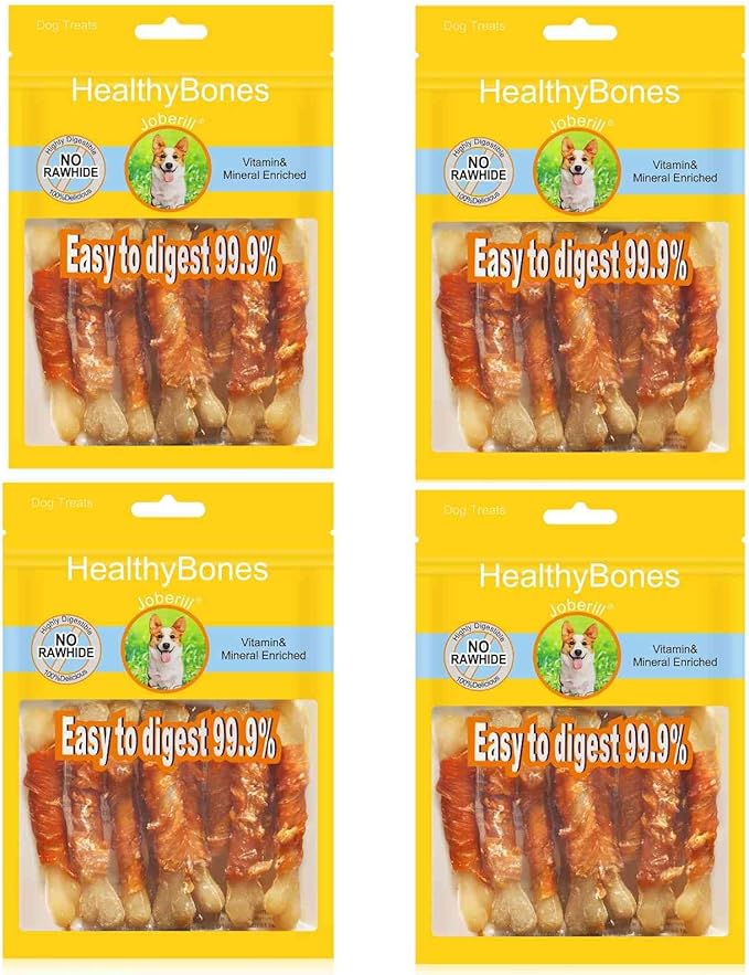 UrbanX HealthyBones Rawhide Free Healthy Foods for Portuguese Podengo Pequeno and Other Small Hound Dogs, Chicken Wrapped Bone Sticks Dog Foods, Soft Chewy Foods for Training Rewards, 28 Count